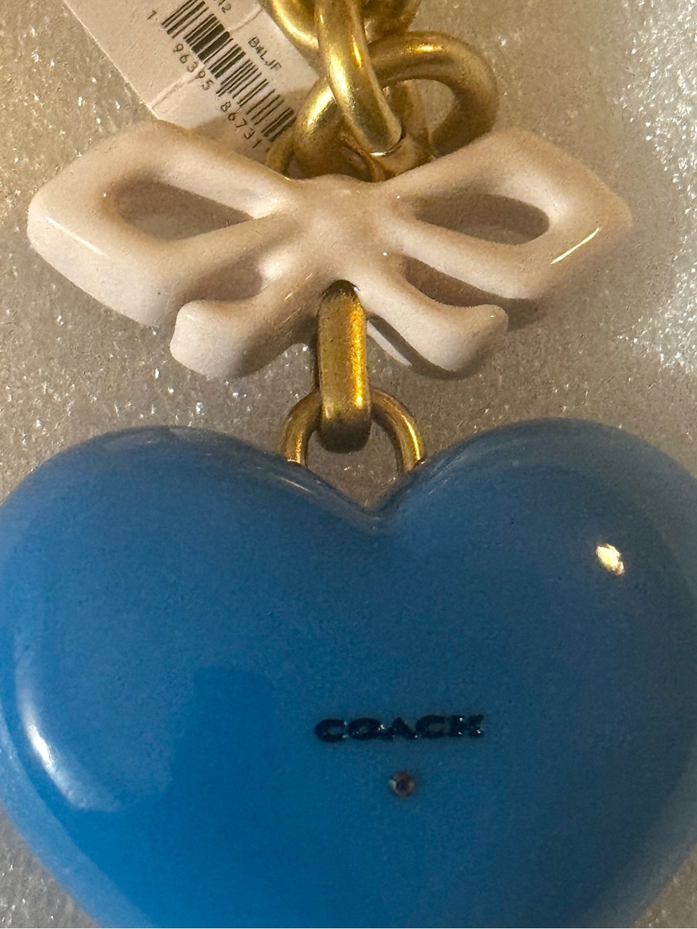 Coach Blue Heart Bag Charm. #CBH12 - Picture 9 of 13